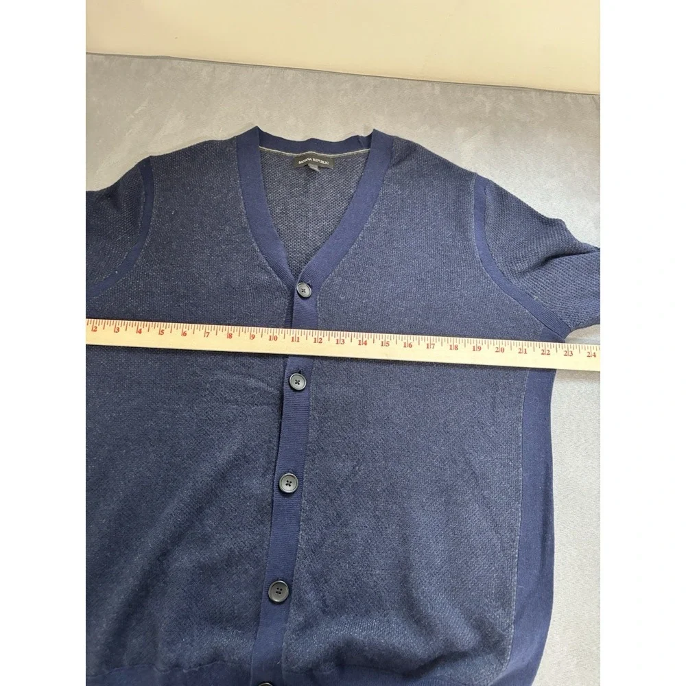 Banana Republic Mens 2012 Cardigan Sz‎ L Button Front Birdseye V Neck Wool Blend